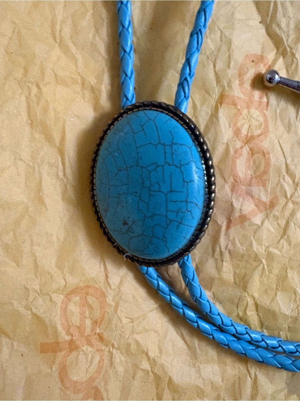 Turquoise Oval Stone Bolo Tie Necklace - Blue